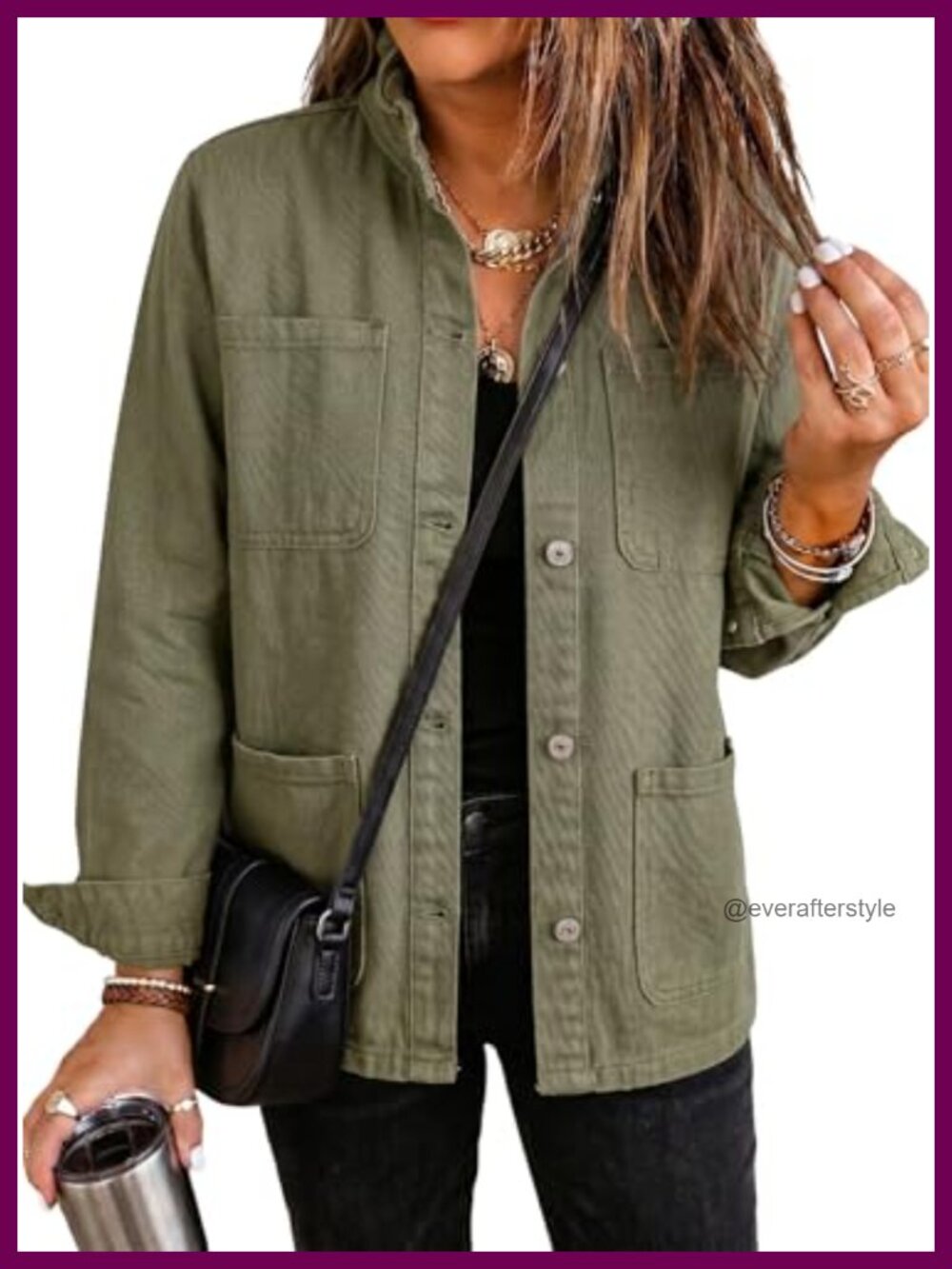 Dokotoo Women's Ruffle Button Down Oversized Cropped Denim Jacket